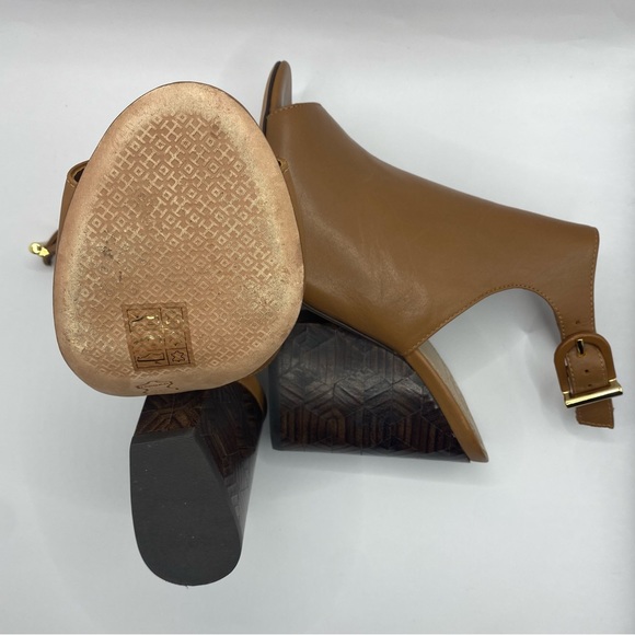 NIB Tory Burch “Grove” Peep-Toe Ankle Booties in Royal Tan Size 5 - Picture 7 of 8